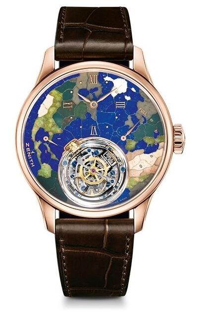 Review Replica Zenith Academy Christophe Colomb Planete Bleue 18.2211.8804/91.C713 Rose Gold - Alligator Bracelet